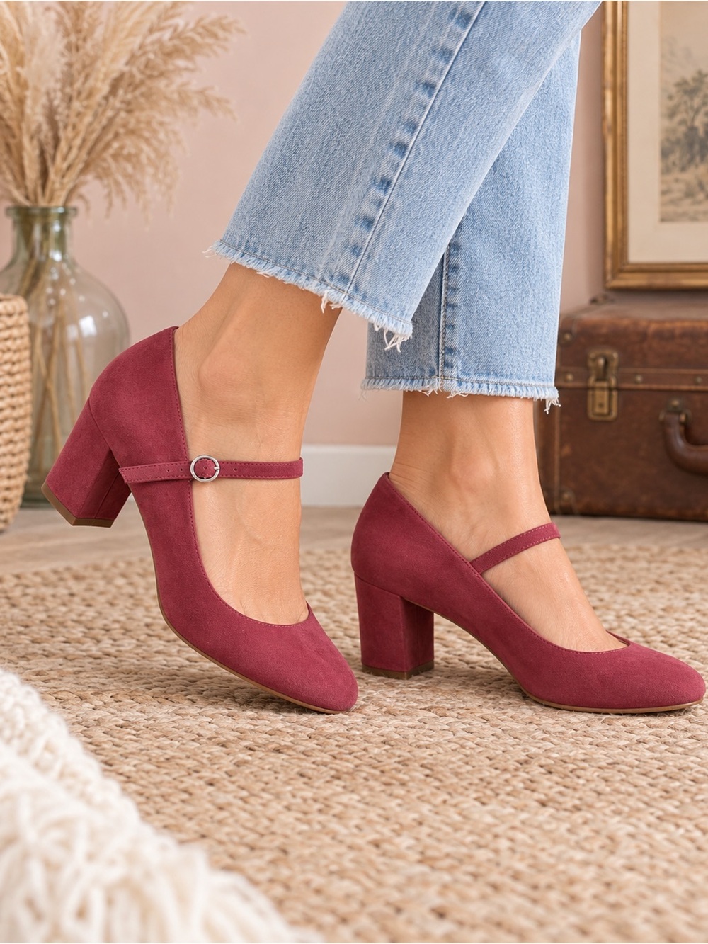 torrid Burgundy Suede Mary Jane Block Heels size 11 Wide